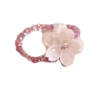 YAOGUI Violets Flower Acrylic Rings Elastic Stretchable Beaded Finger Jewelry Accessory For Daily Wear Wedding Party Accessory Elastic Women's Wedding Party