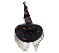 YAOGUI Witch Hat Halloween Carnivals Photography Adult Witch Hat With Butterfly Applique Parties Cosplay For Teen Adult Twist For Women Delicate Male Black Women Hats Halloween