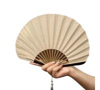 YAOGUI Wood Frame Shell Pattern Fan Elegant Cotton Fabric Handheld Cooling For Indoor Or Outdoor Use Elegant Wood Cotton Blend Folding