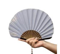 YAOGUI Wood Frame Shell Pattern Fan Elegant Cotton Fabric Handheld Cooling For Indoor Or Outdoor Use Elegant Wood Cotton Blend Folding