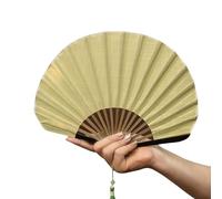 YAOGUI Wood Frame Shell Pattern Fan Elegant Cotton Fabric Handheld Cooling For Indoor Or Outdoor Use Elegant Wood Cotton Blend Folding