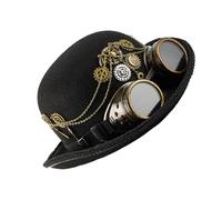 YAOGUI Wool Punk Top Hat With Detachable Goggles Industrial Gear Design Halloween Party Head Accessory Cosplay Headwear Steampunk Top Hat With Goggles