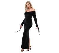 YAOHUOLE Dresses for Women UK Party Wear Maxi Dress Elegant Dresses for Women Black Velvet Dress Goth Dress Black L