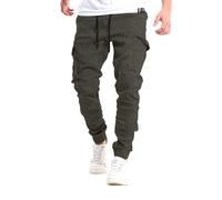YAOHUOLE Mens Cargo Joggers Slim Fit Cargo Combat Trousers Cargo Pants for Men Cuffed Casual Streetwear Tactical Work Pants Dark Grey 2XL