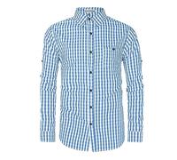 YAOHUOLE Mens Oktoberfest Bavarian Long Sleeve Checked Shirt | Mens Cotton Check Shirt with Roll Up Sleeves Chest Pocket for Lederhosen German Beer Festival Costume Party
