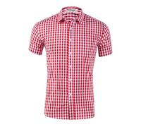 YAOHUOLE Oktoberfest Costume Men Shirts for Men Adult Checked Shirt Mens Formal Shirts Slim Fit Beer Shirt Red M