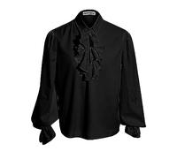 YAOHUOLE Pirate Costume Men Renaissance Shirt Vampire Costume Poet Shirt Medieval Renaissance Costumes Black L