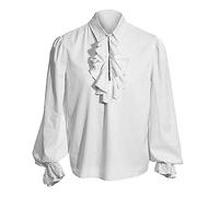 YAOHUOLE Pirate Shirt Renaissance Costume Men Medieval Costume Men Viking Shirts Poet Shirt Victorian Shirts White 3XL