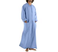 YAOHUOLE Thobe for Men Islam Arabic Thobe for Men Mens Kaftan Big and Tall Jubba Thobe for Men, Blue, XX-L