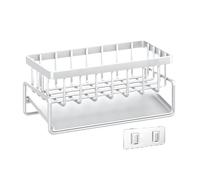 YAOHY Carbon Steel Dish Drying Rack for Kitchen Counter, Dish Drainer with Drainboard, Small Bowl Dish Rack Utensil Holder(White,Nail-free adhesive)