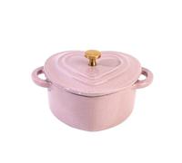 YAOHY Enameled Cast Iron Dutch Oven Casserole Induction Cooker, Kitchen Cooking For Cast Iron Pot, Sourdough Bread Baking Dutch Oven(Pink,HEART SHAPE_350ML)