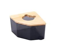 YAOHY Hamster Sand Bath Container Toilet Supplies-Dual-Purpose Bathroom Splash Proof Chinchilla Dust Bath House Fully Transparent Hamster Litter Box With Wooden Lid(Black,A)
