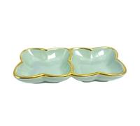 YAOHY Multi-Functional Hermit Crab Water Bowl Food Dish Ceramic Gold-Rimmed Reptile Water Dish Multi-Functional Hermit Crab Feeding Dish(Light green)