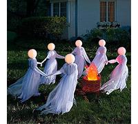 YAOJIWANG Halloween Decorations Sale Clearance Holding Hands Light Up Visiting Witches for Indoor Outdoor Home Garden Decor,Lighted Witch with Stakes and 7-Color Lighting, Voice Control,Waterproof