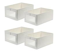 YAOJUCYE 4Pcs Wardrobe Storage Organiser, Foldable Fabric Storage Box Large Capacity Clothes Organiser for Wardrobe with Clear Window Utility Room Solutions - 40 * 27 * 17cm