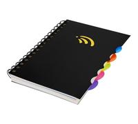 YAOJUCYE Spiral Notebook with Dividers, A5 Project Notebook Spiral Bound 290 Lined Pages with 5 Colored Divider Black Plastic Cover Wirebound Journal Notepad with Office School Gifts -15x21cm