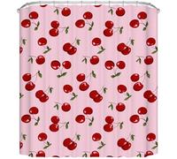 Yaoliucp 1 Panel Fruit Shower Curtain, 59x71 Inch Thickened Waterproof Polyester Cherry Aesthetic Cute Shower Curtain with Hooks for Home Bathroom