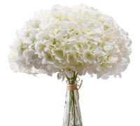 Yaoliucp 10Pcs Artificial Hydrangea Flowers, Silk White Hydrangeas with Stems, Realistic & Flexible Artificial Flowers for Home, Party, Garden Hydrangea
