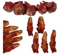 Yaoliucp 15 Pieces Broken Fake Body Parts Bloody Decoration Scary Fake Fingers Eyeballs Horror Props Halloween Horror Haunted Room Vampire Zombie Party Favors,