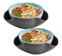 Yaoliucp 2Pcs Pistachio Bowl Double Dish PP Snack Bowls Two-Level Design Candy Bowl with Food Waste Compartment Snack Bowls for Pistachios Edamame Cherries Candy, Plates with Bowls Attached