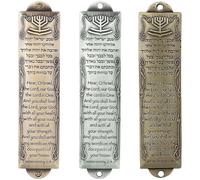 Yaoliucp 3PCS Mezuzah with Scroll for Door 5x1 Inch Metal Mezuzah for Door with English & Hebrew Blessing Kosher Mezuzah Scroll Easy to Install for New Home Jewish Gifts, Mezuzah with Scroll for Door