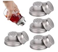 Yaoliucp 4Pcs Mason Jar Shaker Lids, Stainless Steel Mason Jar Spice Lids for Spices Dredge Flour Sugar Salt Peppers Cocktail and More Shaker