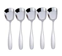 Yaoliucp 5Pcs Square Head Stainless Steel Spoons, Thick Heavy Korean Style Soup Spoons, 6.69x1.73 Large Handle Ice Cream Dessert, Silver Minimalist Stainless Steel