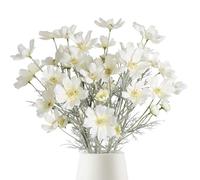 Yaoliucp 6PCS White Artificial Flowers Cosmos 24'' Realistic Silk Cloth Artificial Flower No Maintenance Wild Flowers for Weddings, Parties, Gardens, Homes and Offices Wild