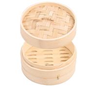 Yaoliucp Bamboo Steam Basket Single Layer Bamboo Steam 18cm Chinese Basket Food Steaming Rack for Asian Cooking Sum, Dumplings, Vegetables, Fish Rice Brown