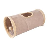 Yaoliucp Cat Tunnel, Suede Fabric Straight Cat Tube, 20x10x10 Inch Cat Play Tunnel with Top Hole & Hanging Ball, Collapsible Cat Tunnels for Indoor Cats Cat Tube