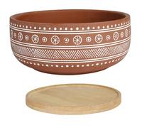 Yaoliucp Ceramic Succulent Planter Pot, 8 Inch Round Planter Pot with Drainage Hole and Saucer Decorative Bonsai for Home Garden Office Desktop