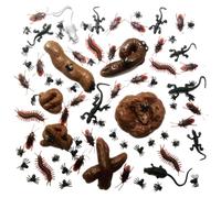 Yaoliucp Fake Poop 80PCS/Set Including 6 Different Shapes Realistic Poop Toy, 6 Types Imitation Bugs and Drawstring Bag Funny Fake Dog Prank Turd for April Fools Day Pranks Toy