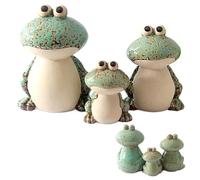 Yaoliucp Frog Garden Decoration Set of 3, Garden Frog Cute Ceramic Statues Yard Decoration Outdoor Statues for Decorations for Pond Pool Patio, Green ceramic