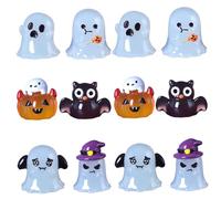 Yaoliucp Halloween Mini Resin Figures, 12PCS Glow in The Dark Ghost Figurine, Cute Resin Tiny Animals, Small Ghost Decorations for Halloween, Micro Landscapes, Garden, Dollhouses Tiny Animals