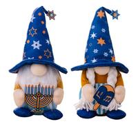 Yaoliucp Hanukkah Decorations, 2PCS Cute Mr & Mrs Hanukkah Gnome, Faceless Gnomes Plush with Star Hat, 11x2.8x2 Inch Soft Gnome Decor Gifts for Shelf, Table, Desk Decor, Hanukkah Decorations