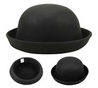 Yaoliucp Kids Bowler Hat Trendy Formal Round Top Hat with Rolled Brim Easy Matching Unisex Felt Black Fedora Hat for Daily Wear, Banquet, Photos, Kids Bowler Hat