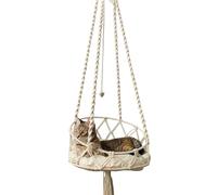 Yaoliucp Macrame Cat Hammock, 16 Inch Hand Knitting Cat Swing, Boho Swing Bed, Bed for Sleeping, Playing, Climbing, and Lounging