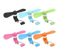 Yaoliucp Phone Fan 6Pcs 2 in 1 Micro USB & Type-C Cell Phone TPE Quiet Mini Fan With Strong Motor Detachable 5V-1A Portable for Indoor Outdoor, Mixed Color