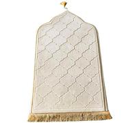 Yaoliucp Prayer Mat Soft Muslim Prayer Rug, Traditional Turkish Islamic Mat Thick 25.6x43 Large Size Flannel Praying for Daily Salah Meditation, White Rug