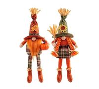 Yaoliucp Scarecrow Gnomes Plush, Fall Harvest Decor for Home, Autumn Thanksgiving Decoration, Cute Couples Ornaments Thanksgiving Gifts, Harvest Festival Orange Pumpkin Broom Witch