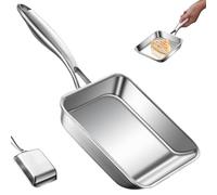 Yaoliucp Tamagoyaki Pan Stainless Steel Japanese Omelette Pan, Non-Stick Uncoated Egg Roll Pan 7.5x6.3 Rectangle Frying Pan for Cooking Egg Roll, Steaks, Frying Bacon, Tamagoyaki Pan