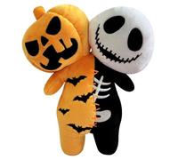 Yaoliucp Voodoo Dolls, 9.8 In Luminous Pumpkin Skull Halloween Plush Toy, Creepy Soft Stuffed Dual Head Glow in the Dark Skeleton & Pumpkin Plush for Kids Boys Girls and Adults, Toy