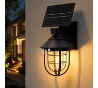Yaolon Wall Light Outdoor with Motion Sensor, 3 Smart Modes, IP65 Waterproof, Vintage Lantern for Garden Patio Garage Yard
