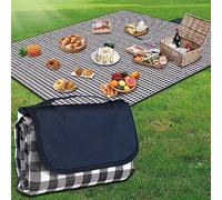 YAOMAISI Picnic Blanket,200 x 300cm Large Beach Blanket,camping Blanket,with handle,waterproof bottom,machine washable,outdoor foldable hiking blanket soft and portable (Blue Grid)