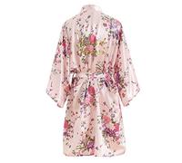 YAOMEI Bride Bridesmaid Robes, Women's Dressing Gown Kimono Silky Satin Glitter Cherry Blossoms Bridal Party Bathrobe, Morning of Wedding Robes S-2XL (Bust Width: 126cm, Pink-Maid of Honor)