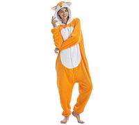 YAOMEI Women Onesies Adult, Unisex Mens Kigurumi Onesies Unicorn Pyjamas Flannel Animal Sleepsuit Nightwear with 3D Hoodie, Halloween Costume Clothing (XL, A-Fox)