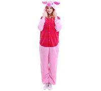 YAOMEI Women Onesies Adult, Unisex Mens Kigurumi Onesies Unicorn Pyjamas Flannel Animal Sleepsuit Nightwear with 3D Hoodie, Halloween Costume Clothing (XL, Piglet)