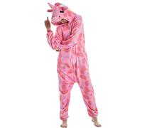 YAOMEI Women Onesies Adult, Unisex Mens Kigurumi Onesies Unicorn Pyjamas Flannel Animal Sleepsuit Nightwear with 3D Hoodie, Halloween Costume Clothing (S, A-Pink Unicorn)