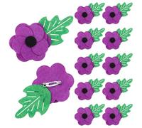 Yaomiao 10 Pieces Felt Poppy Brooch Felt Flower Pin Poppy Pin with Cute Black Button Small Knitted Badge Handmade Brooch (Purple)