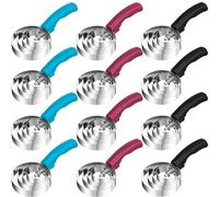 Yaomiao 12 Pack Reversible Curry Combs, 4 Rings Curry Comb, Metal Horse Brush Stainless Steel Horse Brush Scraper with Comfortable Grip for Cow Sheep Pet, 3 Colors